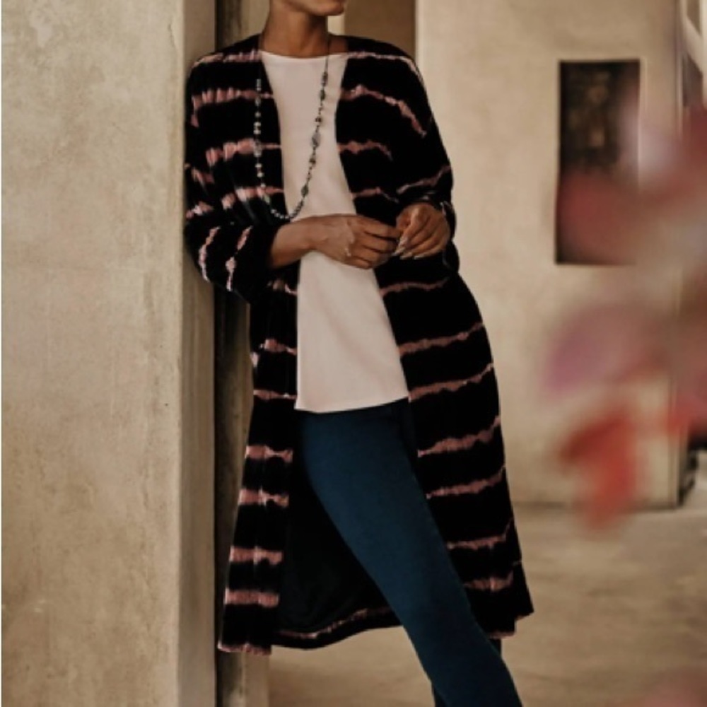 PURE JILL VELVET TIE DYE DUSTER - XS